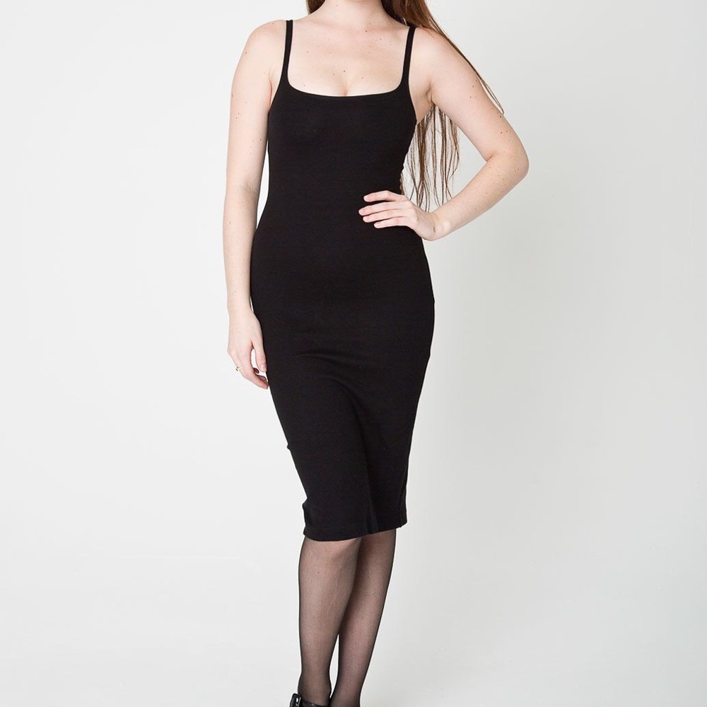 American Apparel Black Ponte Tank Dress Size M EUC